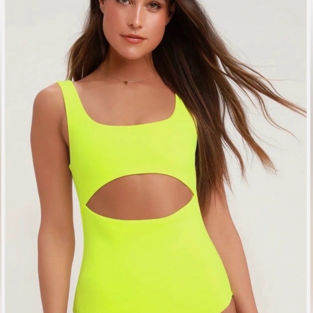 Lulu's Neon Yellow One Piece Swimsuit
